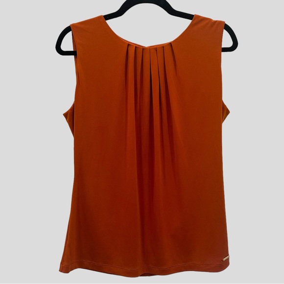 Calvin Klein Tops - 2/$25 Calvin Klein Dark Orange Center Pleated Sleeveless Blouse size Large